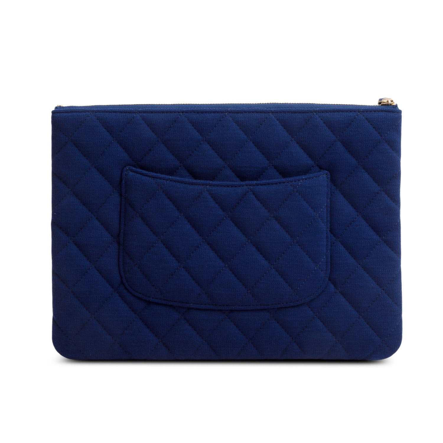 Chanel Blue Quilted Jersey Cosmetic Pouch w/ Box & Authenticity Card