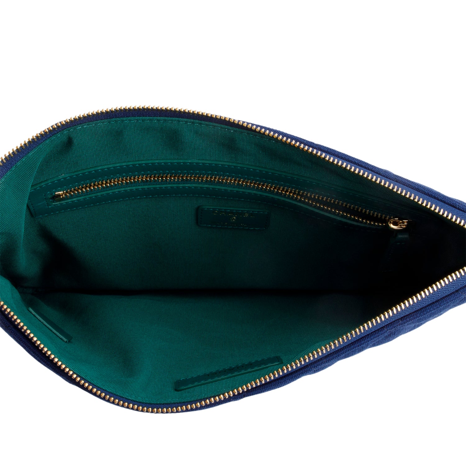 Chanel Blue Quilted Jersey Cosmetic Pouch w/ Box & Authenticity Card