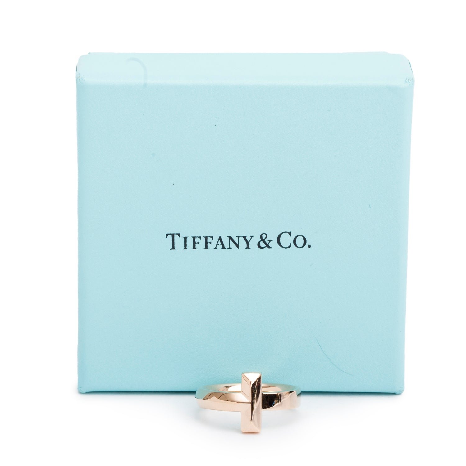 Tiffany & Co. 18k Rose Gold T1 Ring, Size 9 w/ Box