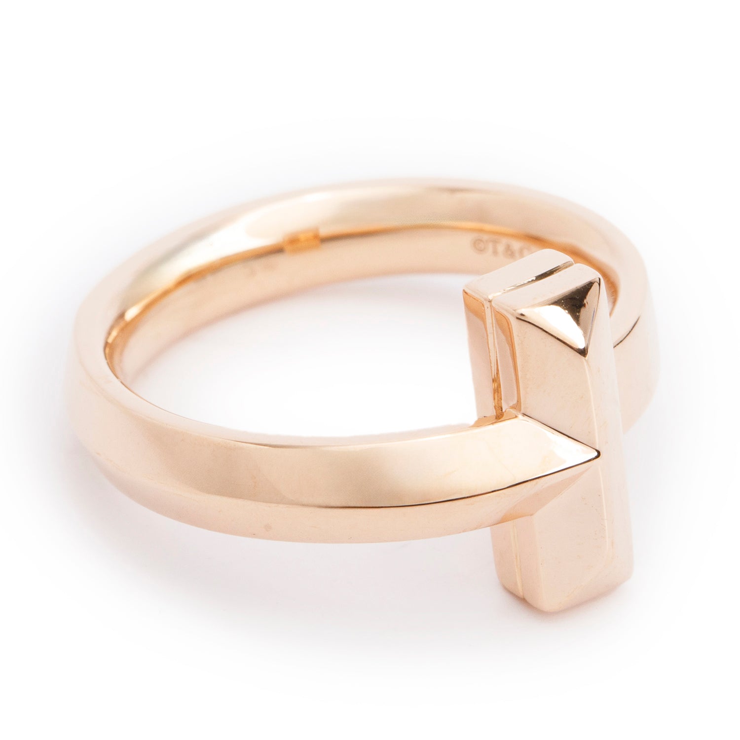Tiffany & Co. 18k Rose Gold T1 Ring, Size 9 w/ Box