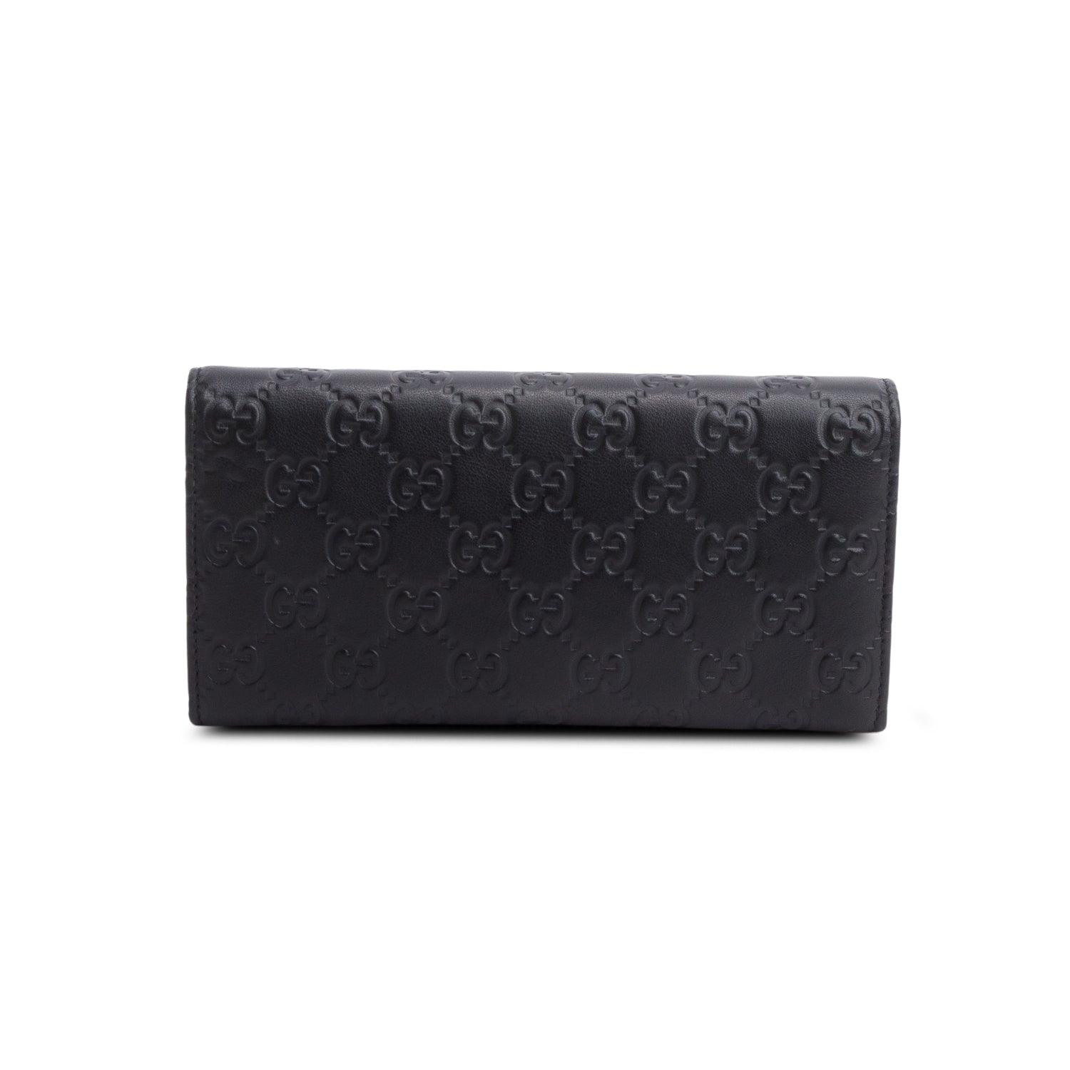Gucci Black Guccissima Margaux Calfskin Metal Bar Chain Wallet w/ Box