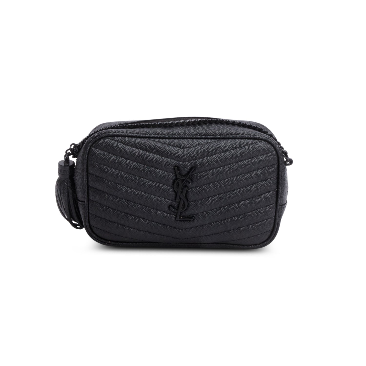 Saint Laurent Black Grain de Poudre Matelasse Mini Lou Camera Bag