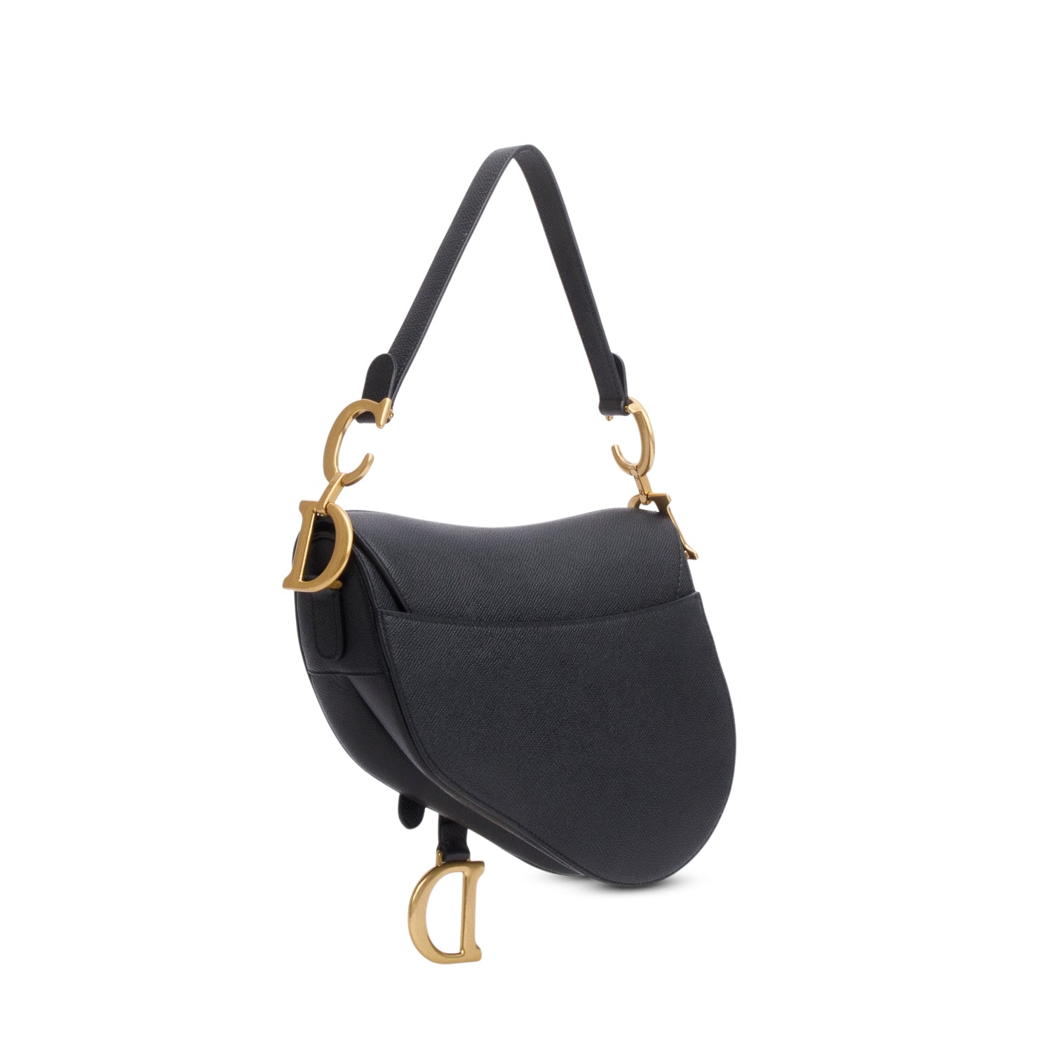 Christian Dior 2022 Black Grained Calfskin Saddle Bag w/ Box & Authenticity Card