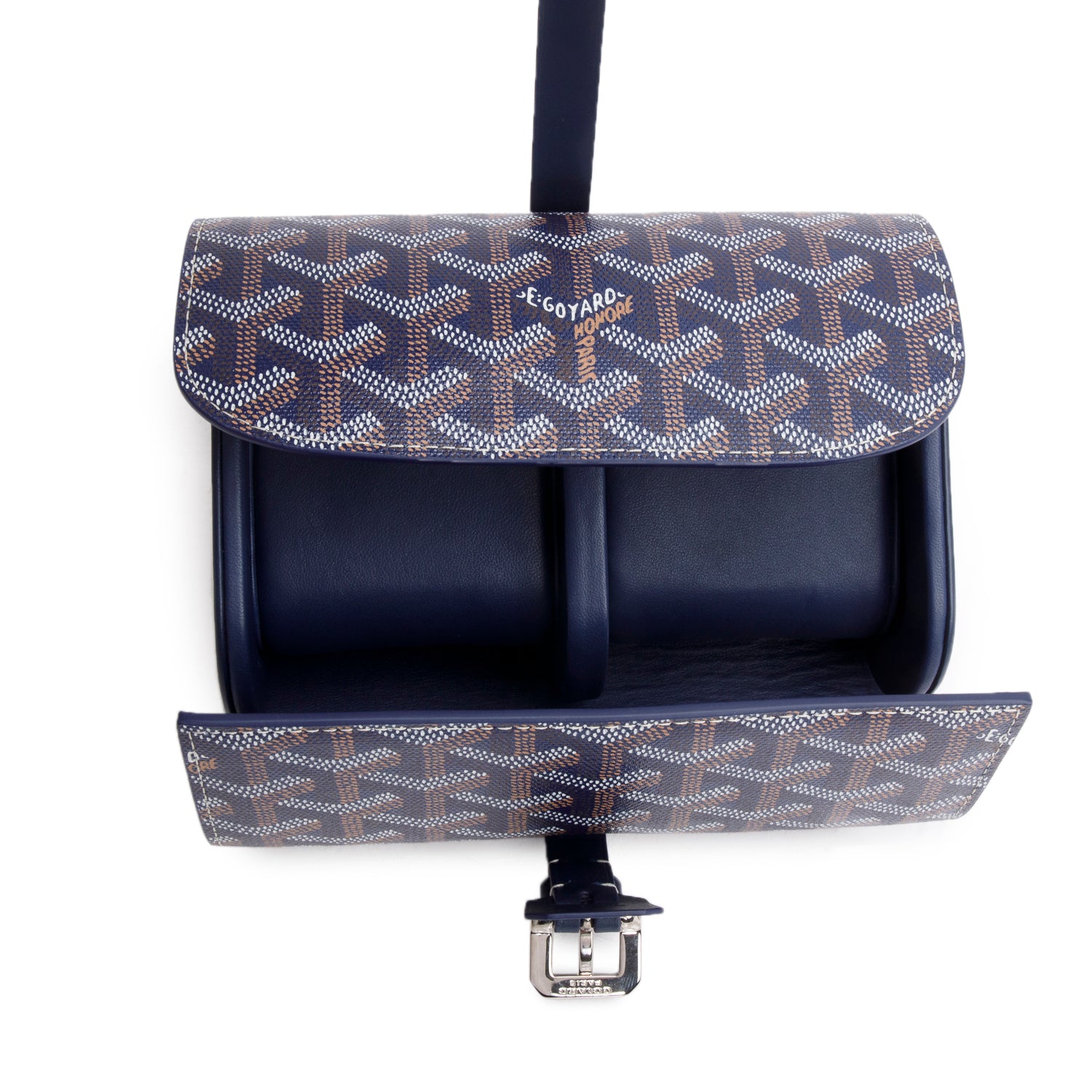 Goyard Blue Goyardine Double Travel Watch Case