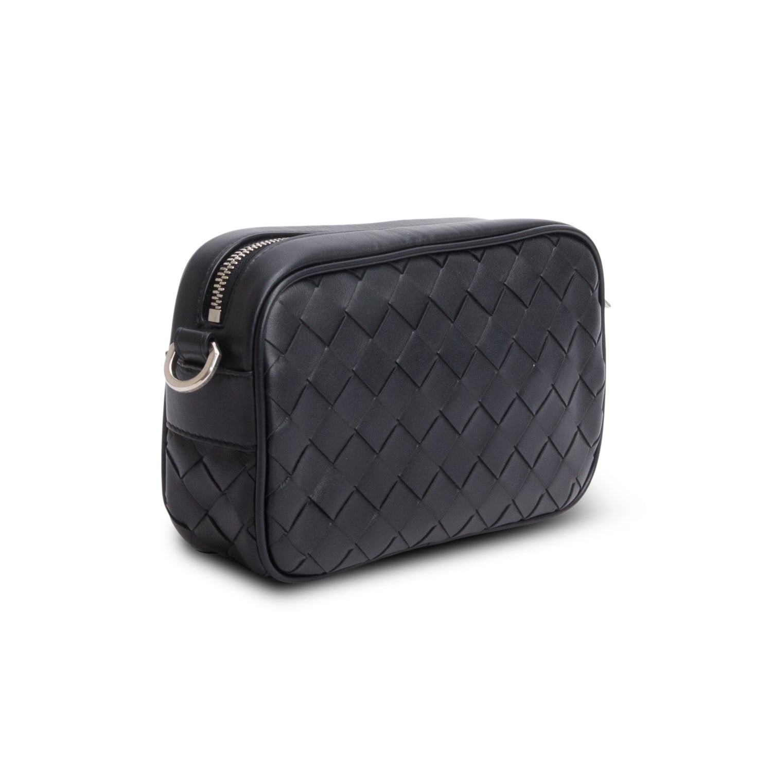 Bottega Veneta Black Nappa Leather Intrecciato Mini Camera Bag
