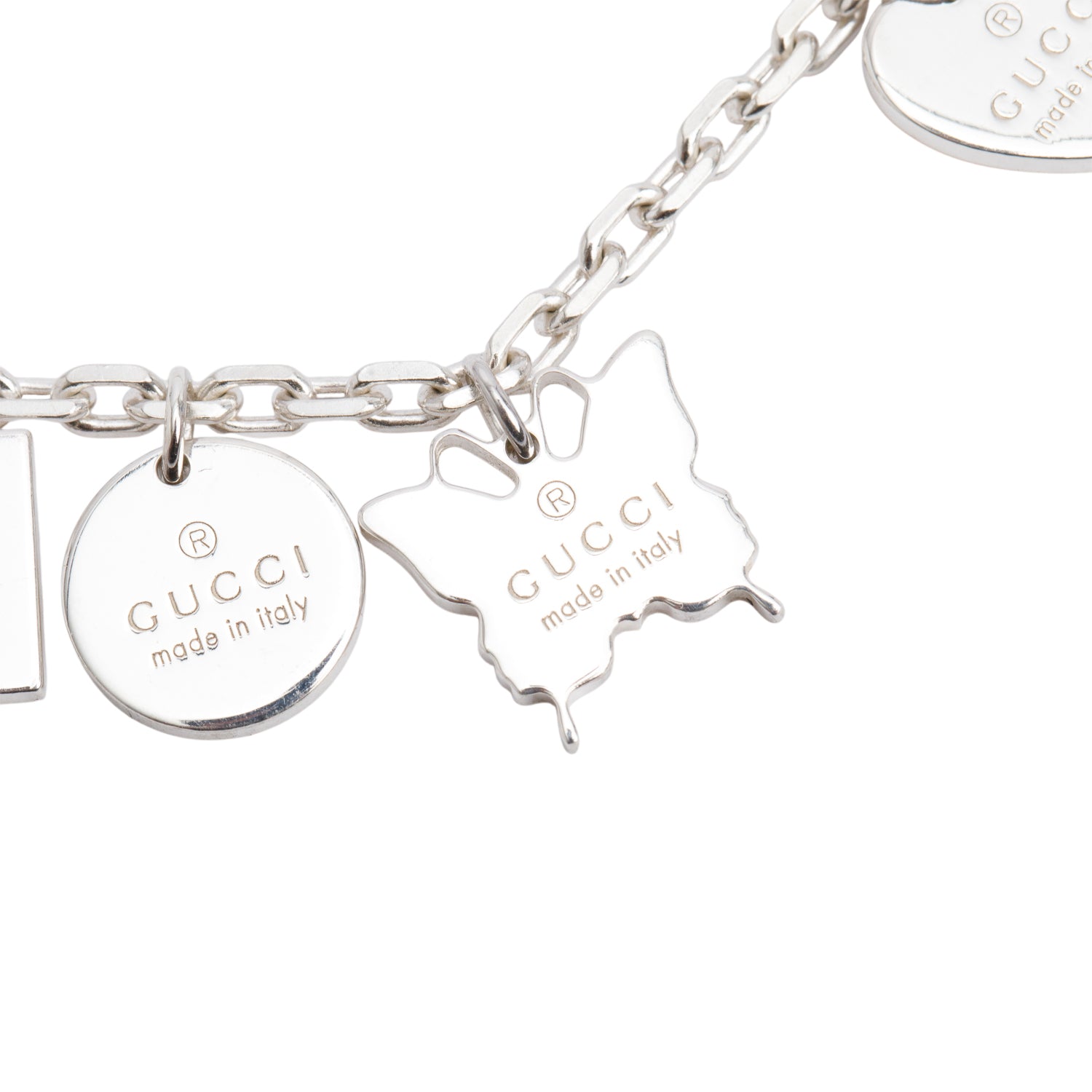 Gucci Sterling Silver Multi-Charm Trademark Bracelet