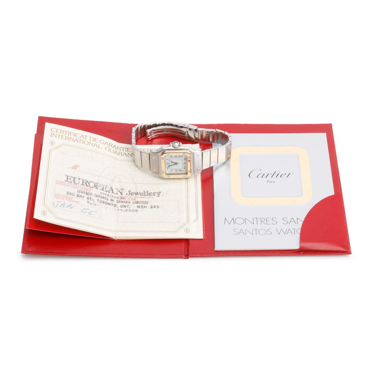 Cartier Stainless Steel & 18k Yellow Gold Santos Carree Automatic Watch, Small Model 0902 w/ Papers