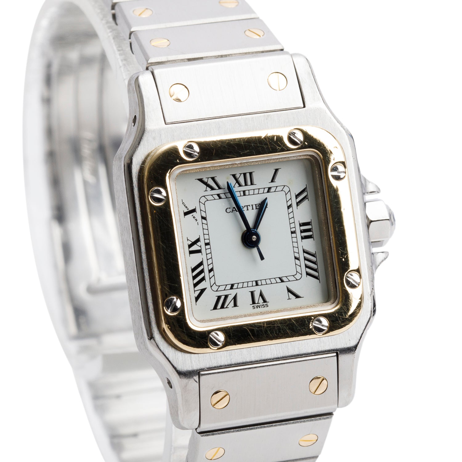 Cartier Stainless Steel & 18k Yellow Gold Santos Carree Automatic Watch, Small Model 0902 w/ Papers