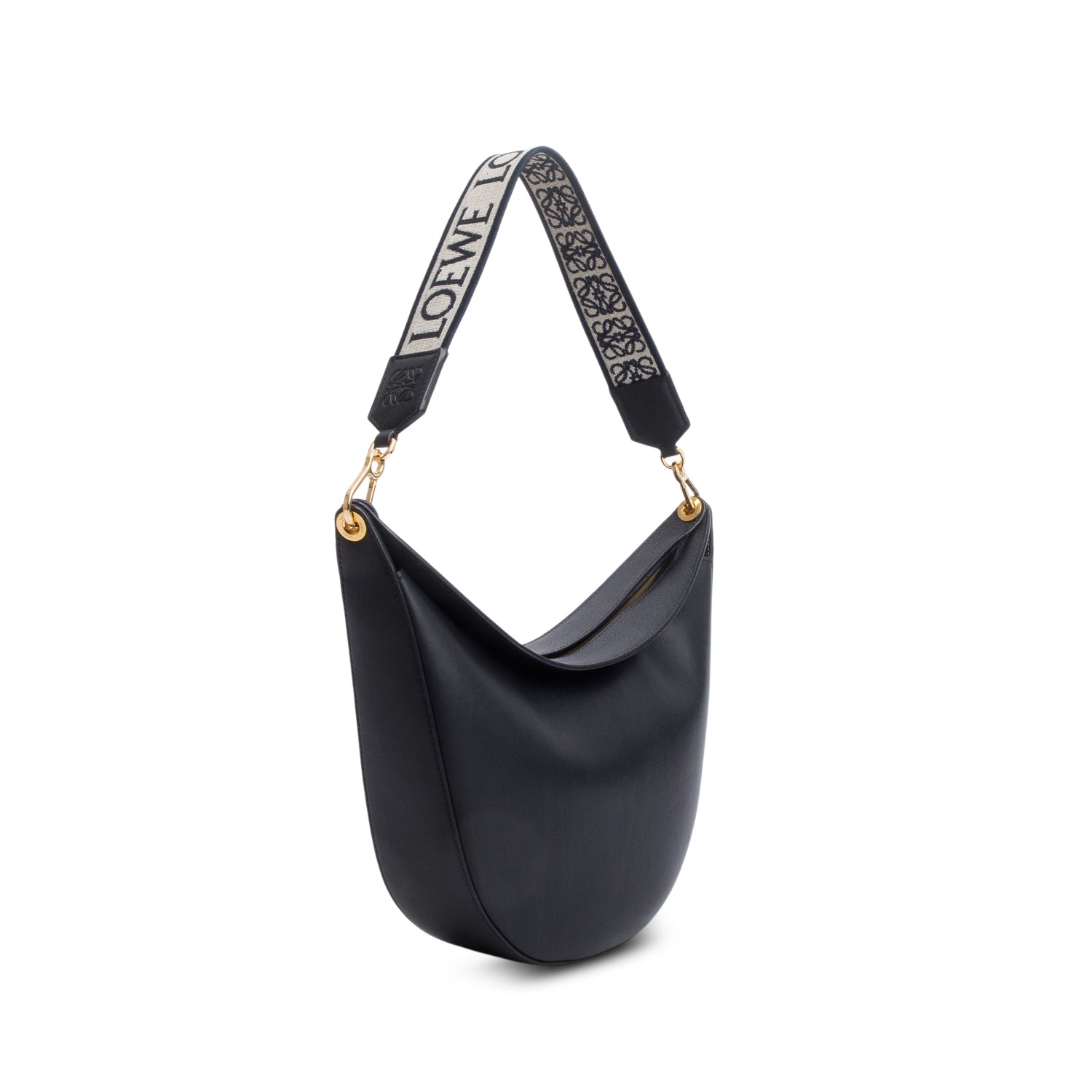 Loewe Black Satin Calfskin Jacquard Medium Luna Bag