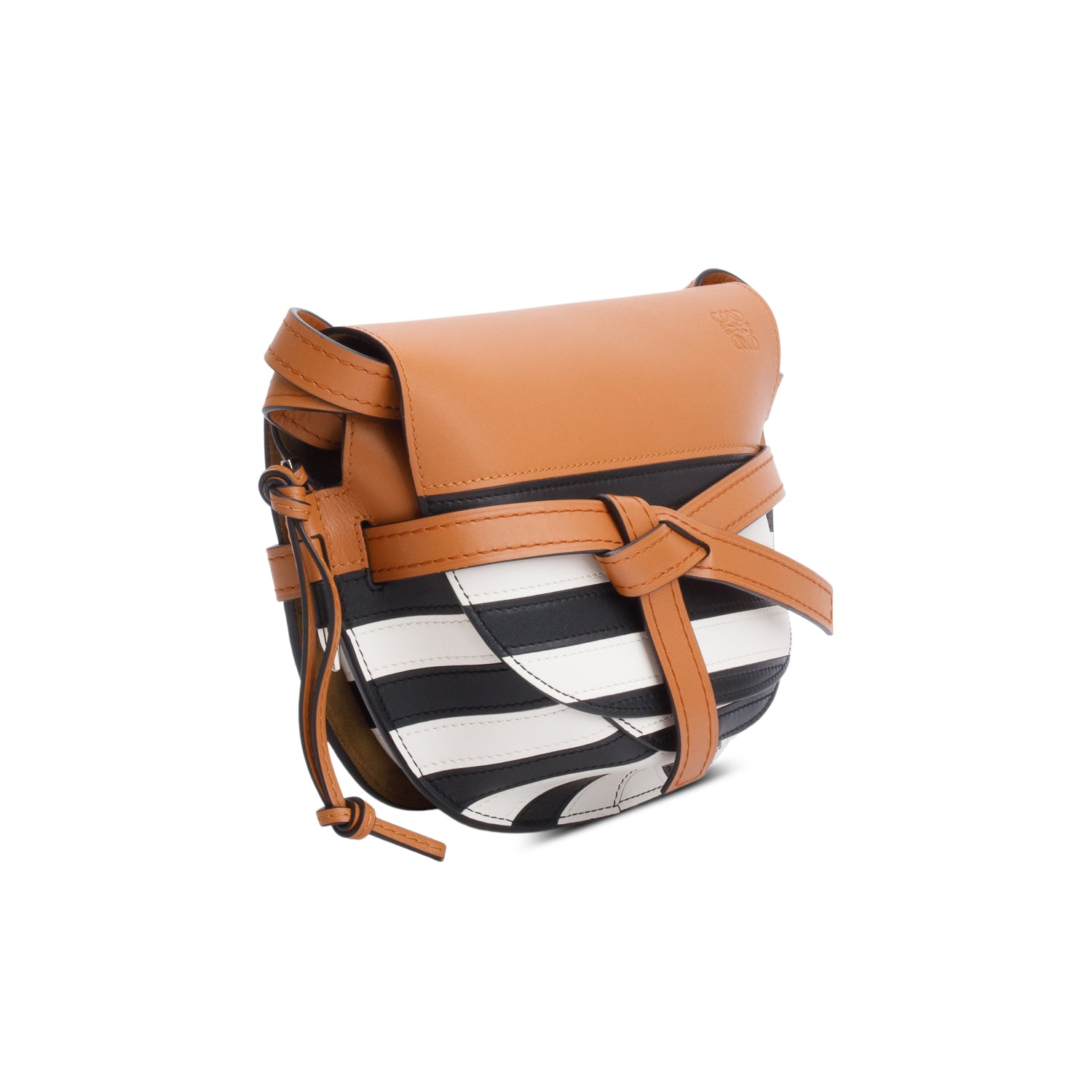 Loewe Brown Marine Striped Calfskin Small Gate Bag