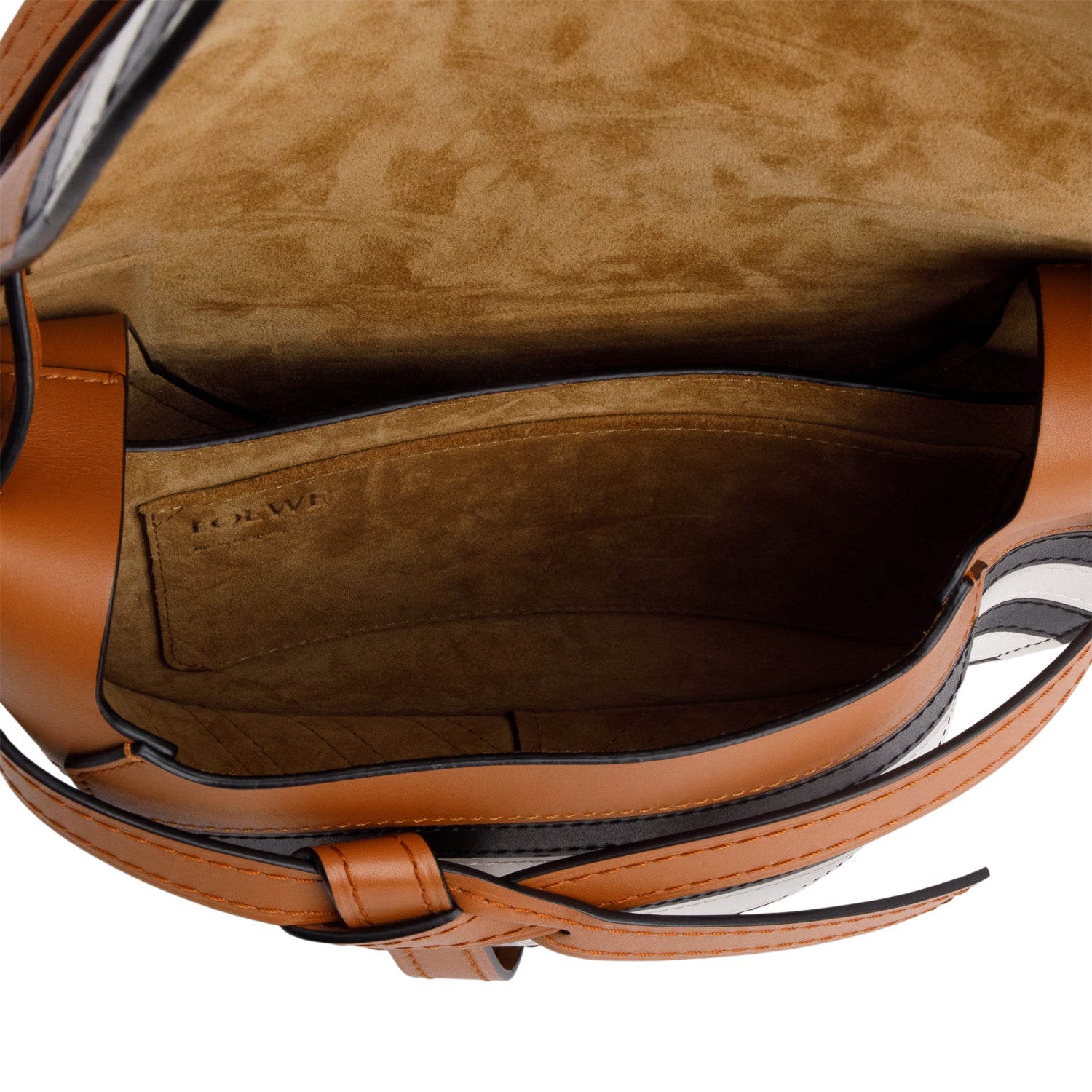 Loewe Brown Marine Striped Calfskin Small Gate Bag