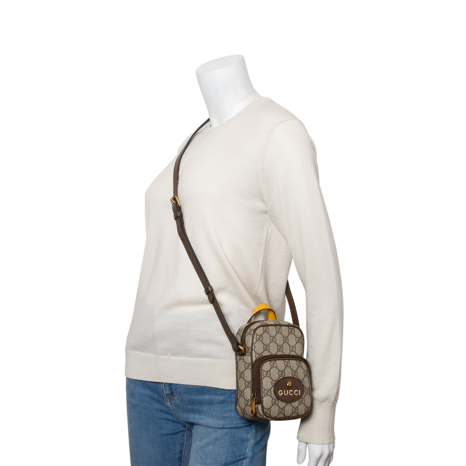 Gucci GG Supreme Monogram Mini Neo Vintage Double Zip Messenger Bag