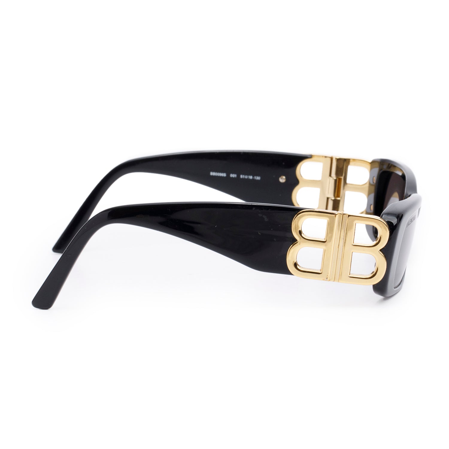 Balenciaga BB0096S Black Dynasty Acetate Rectangle Sunglasses w/ Case