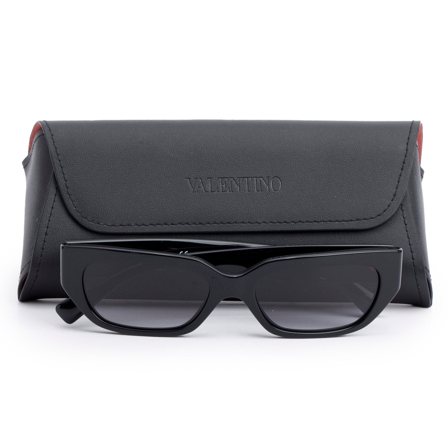 Valentino VA4080 Black Acetate VLogo Rectangle Sunglasses w/ Case