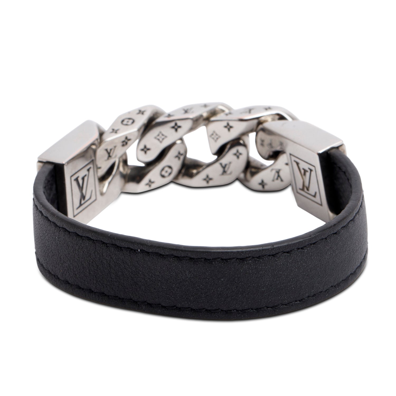 Louis Vuitton Monogram Eclipse Black Leather Monochain Reverso Link Wrap Bracelet