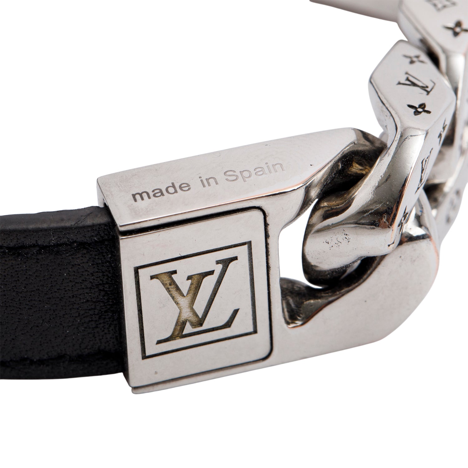 Louis Vuitton Monogram Eclipse Black Leather Monochain Reverso Link Wrap Bracelet