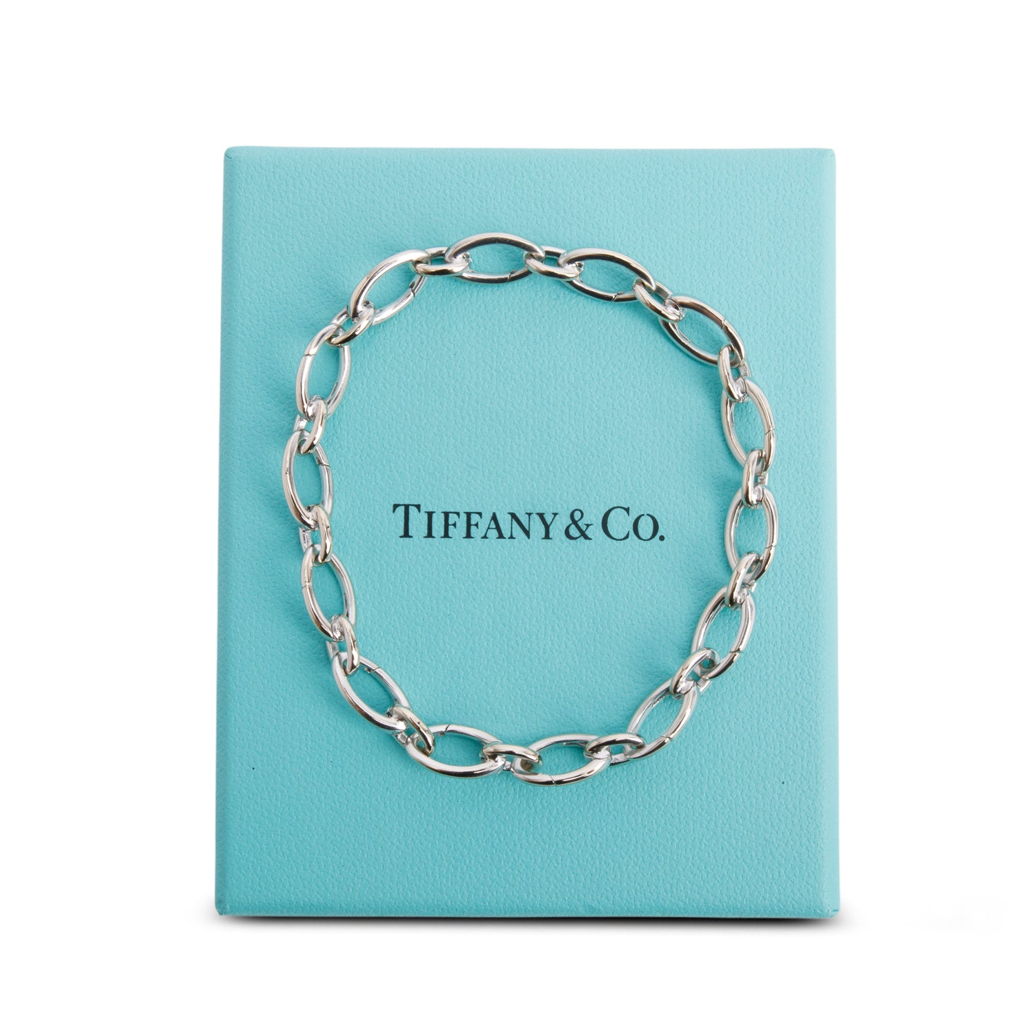Tiffany & Co. 18k White Gold Clasping Link Bracelet w/ Box