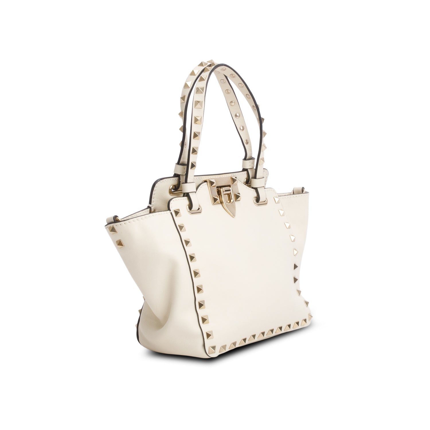 Valentino Cream Leather Mini Rockstud Tote w/ Strap