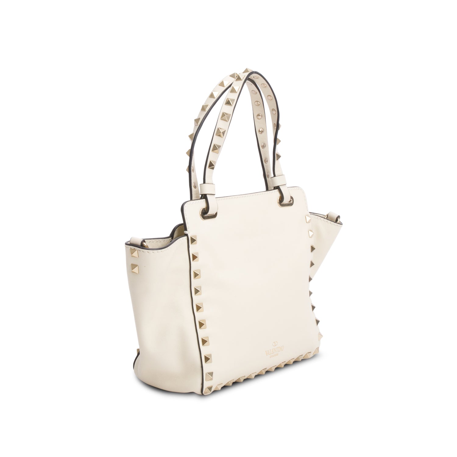 Valentino Cream Leather Mini Rockstud Tote w/ Strap