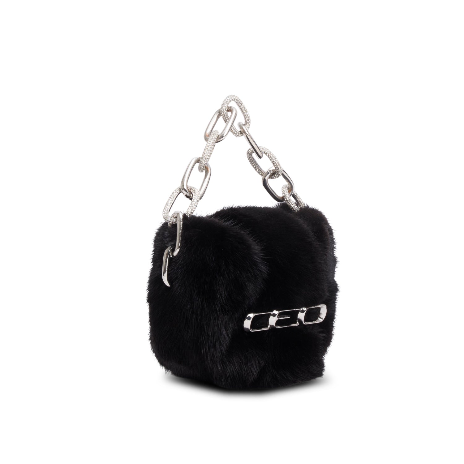 Alexander Wang Black Fur Micro Mini Ceo Bag