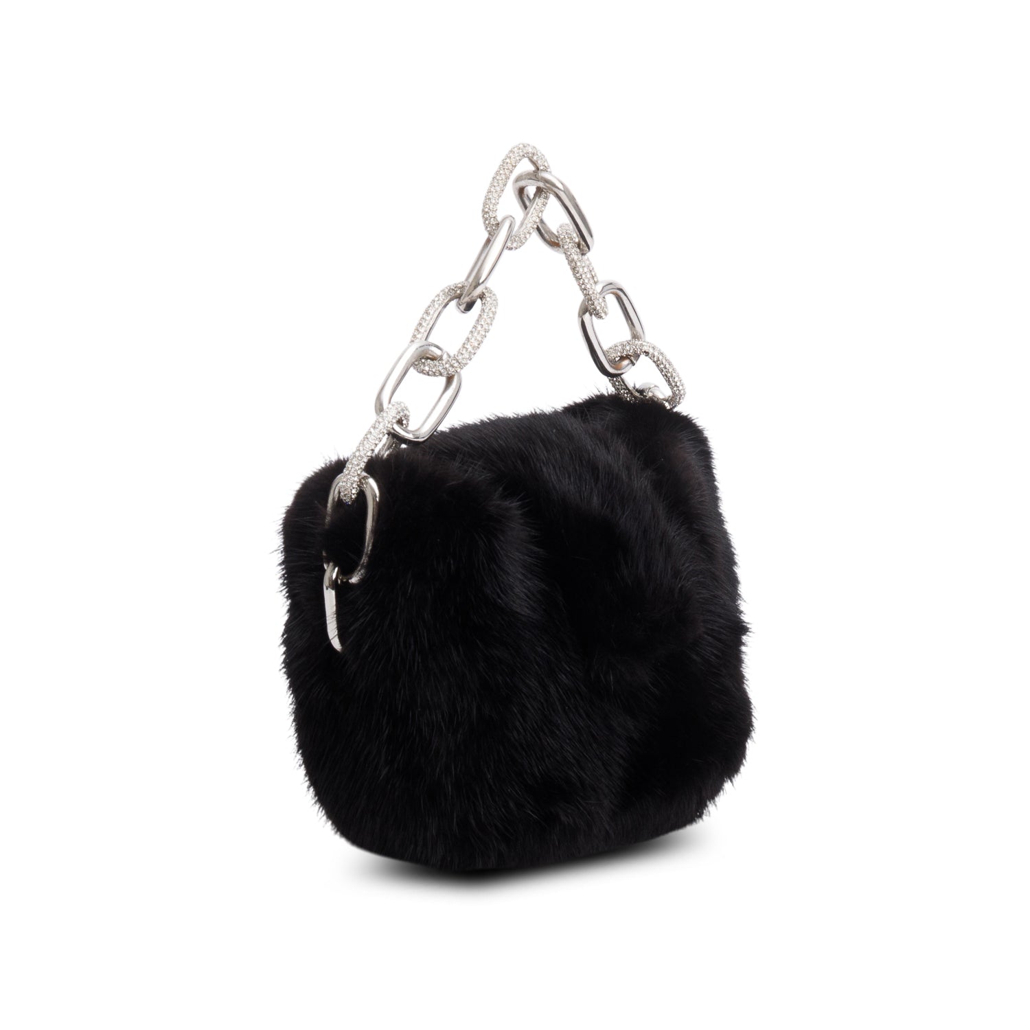 Alexander Wang Black Fur Micro Mini Ceo Bag