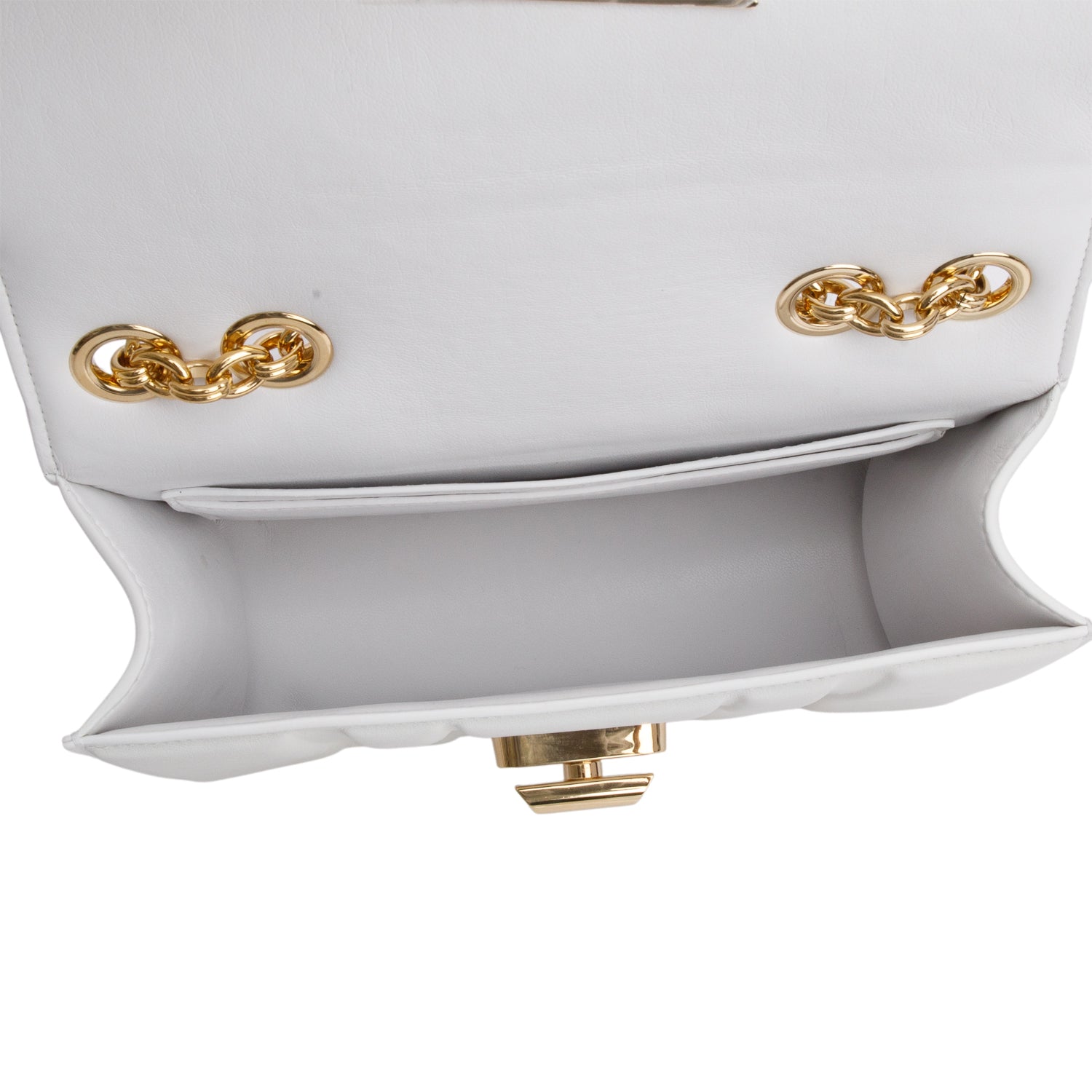 Ferragamo White Leather Gancini Leather Shoulder Bag