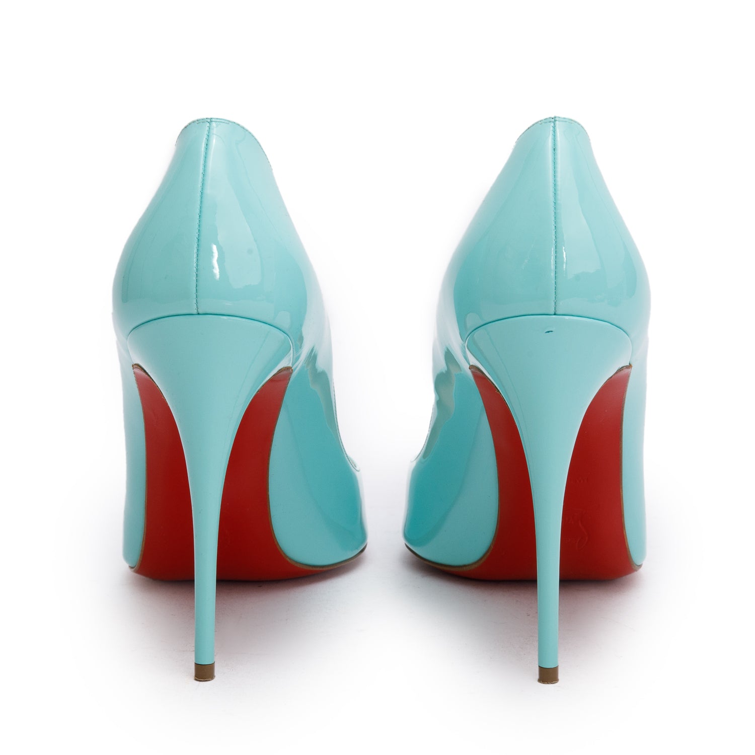 Christian Louboutin Teal Patent Leather Pigalle Follies 100 Pumps, Size 40 w/ Box