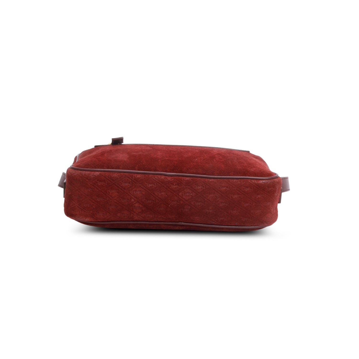Saint Laurent Burgundy Suede Monogram All Over Camera Bag