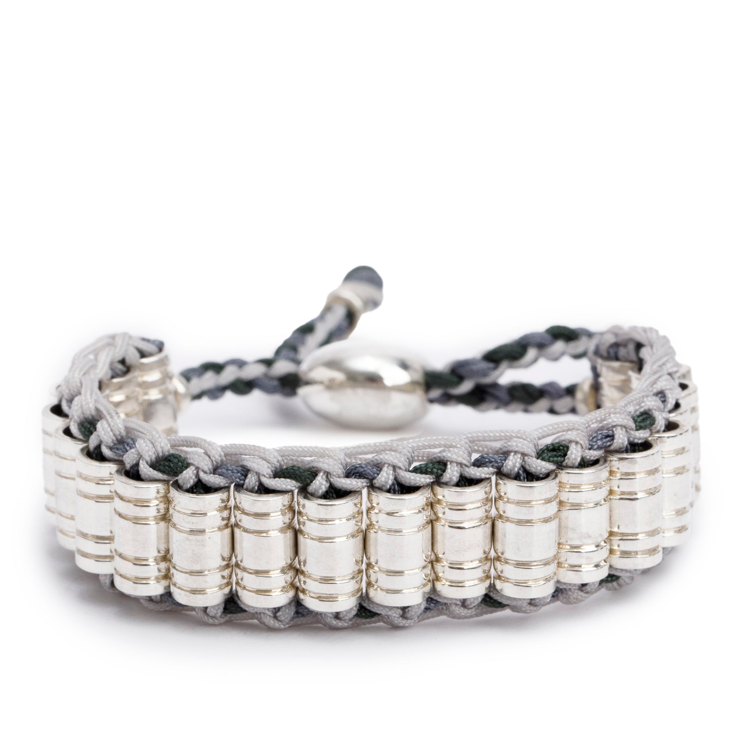 Links of London Sterling Silver Grey Cord Friendship Bracelet w/ Box