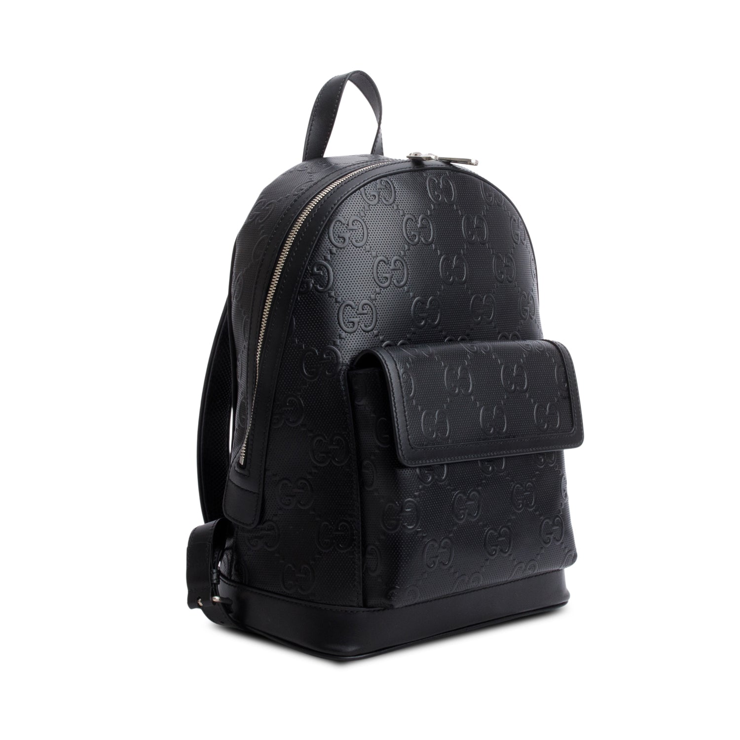 Gucci Black Embossed GG Jumbo Leather Backpack