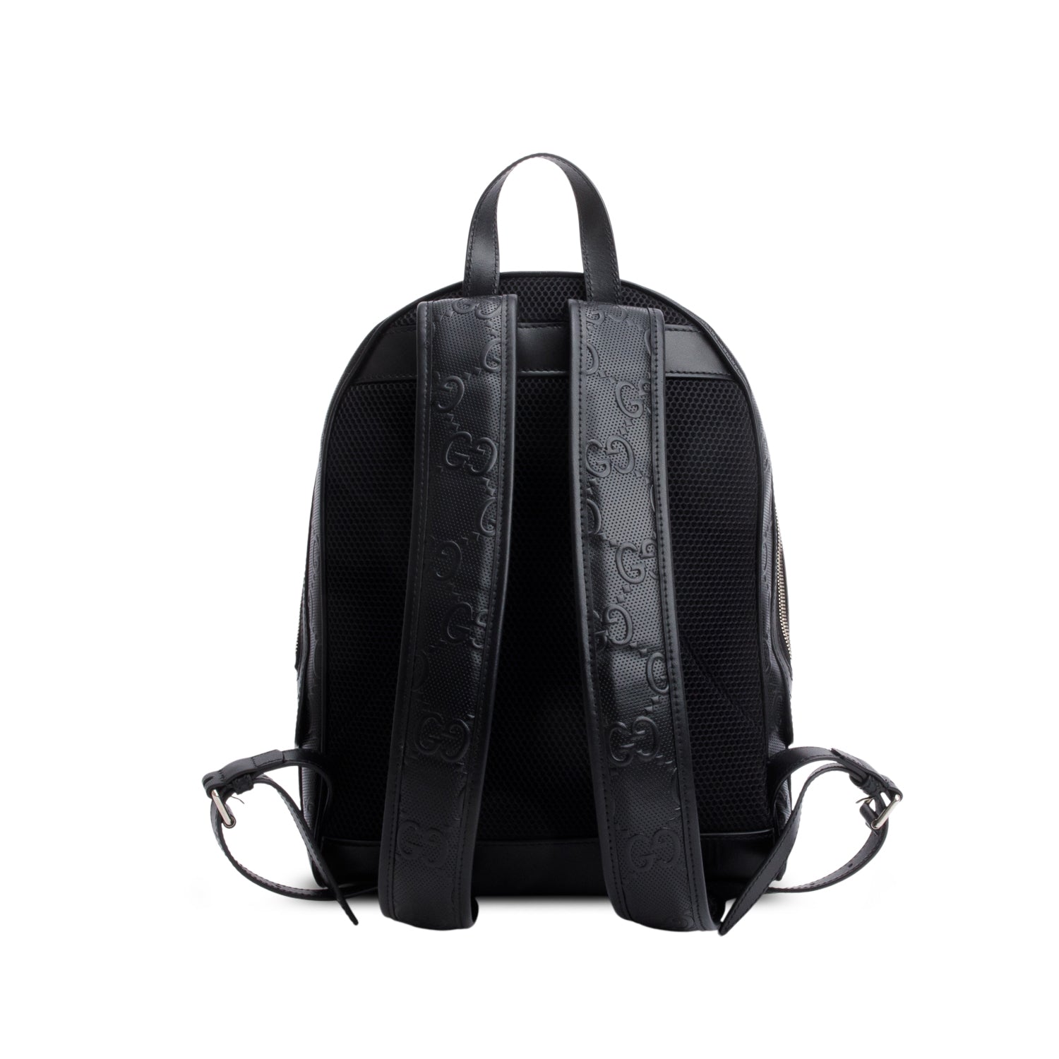 Gucci Black Embossed GG Jumbo Leather Backpack