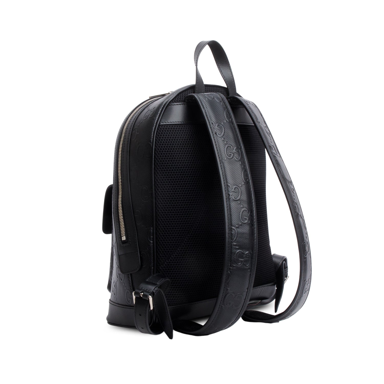 Gucci Black Embossed GG Jumbo Leather Backpack