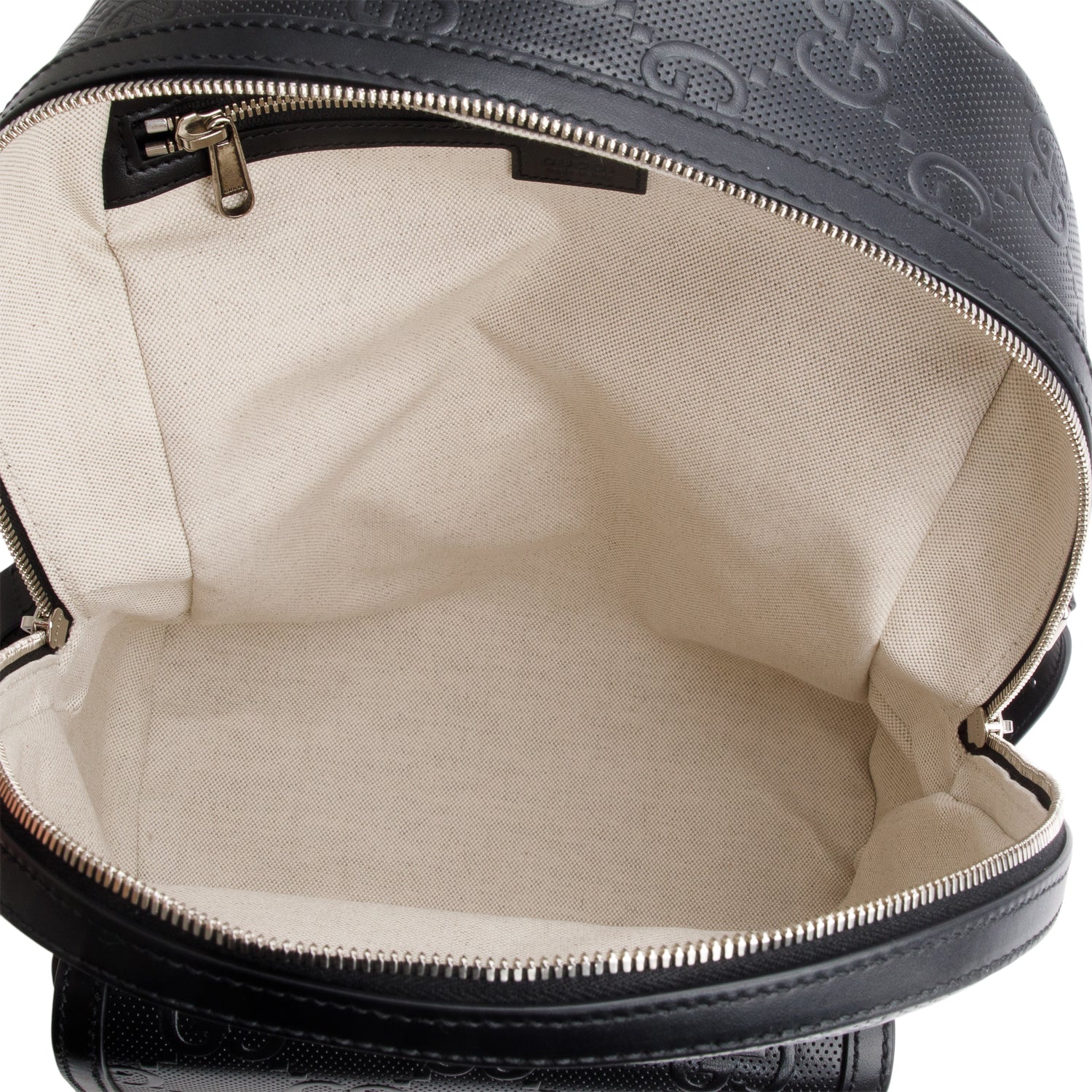 Gucci Black Embossed GG Jumbo Leather Backpack