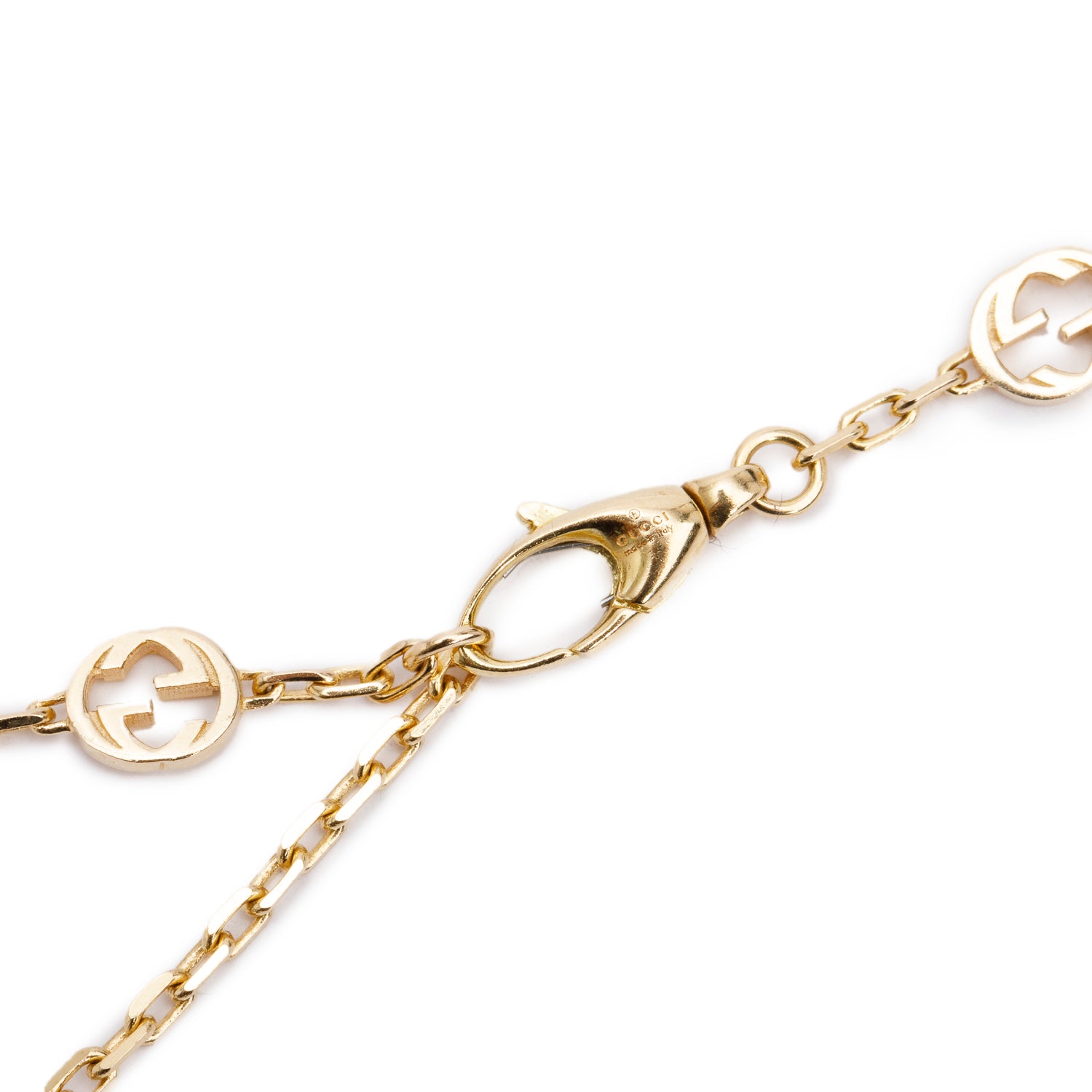 Gucci 18k Yellow Gold Interlocking G Station Necklace w/ Box & Receipt