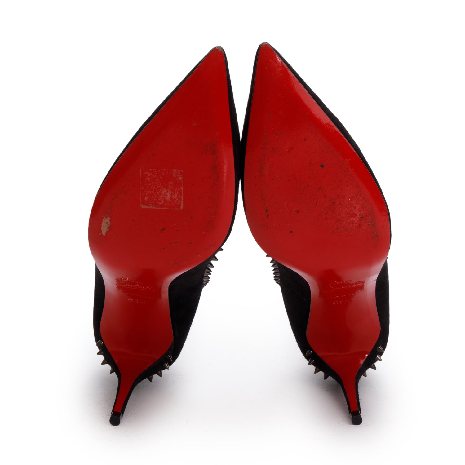 Christian Louboutin Black Suede Anjalina 100 Pumps, Size 38.5 w/ Box