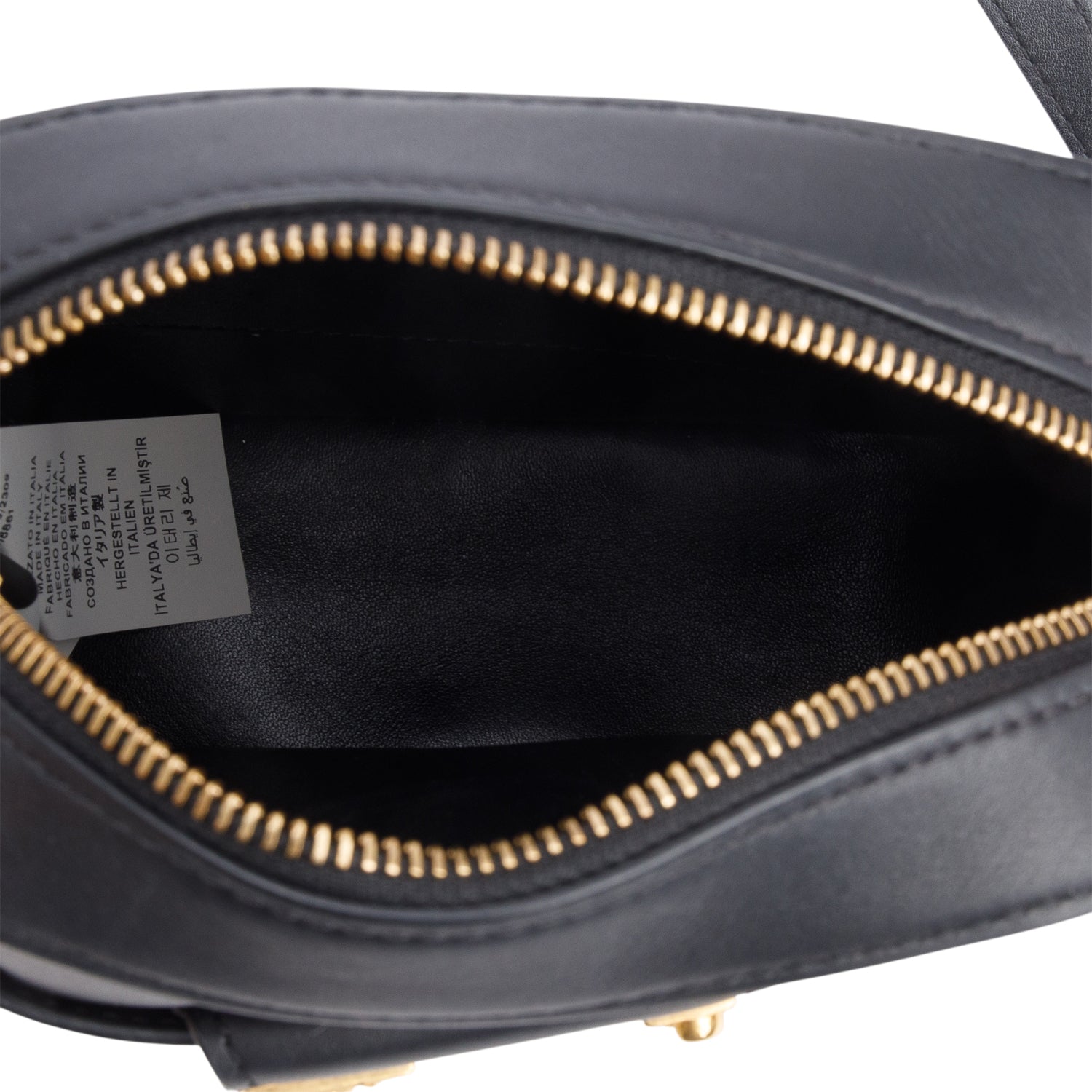 Versace Black Calfskin Leather Virtus Camera Bag