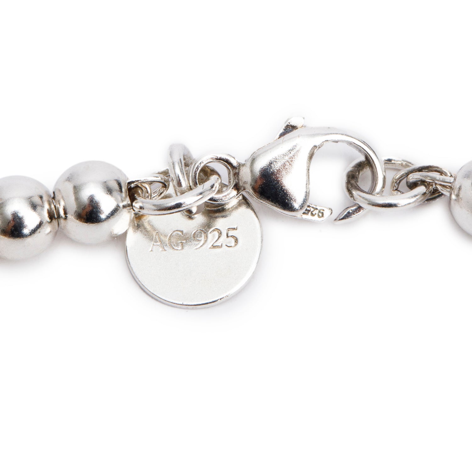 Tiffany & Co. Sterling Silver 'Mom' Mini Heart Tag 4 MM Bead Bracelet