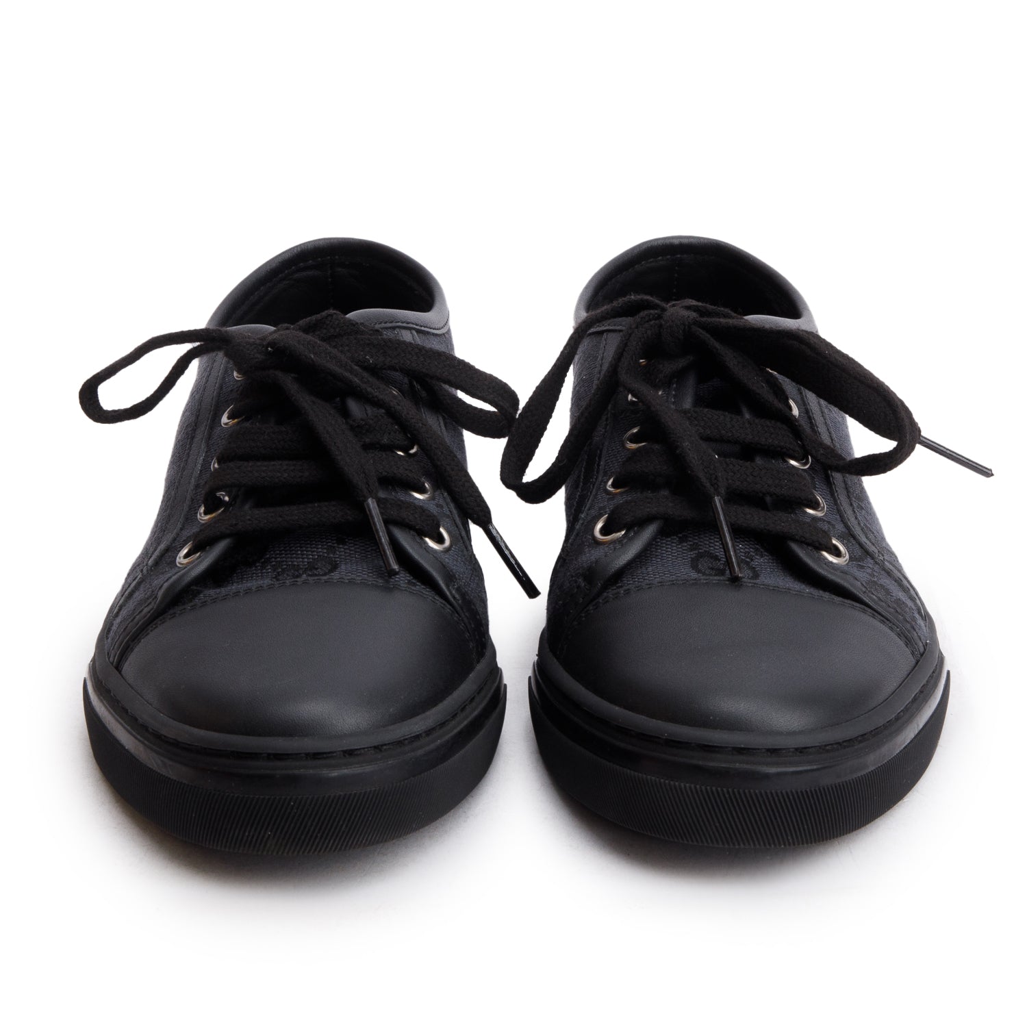 Gucci Black GG Monogram Calfskin Low Top Sneakers, Size 36 w/ Box