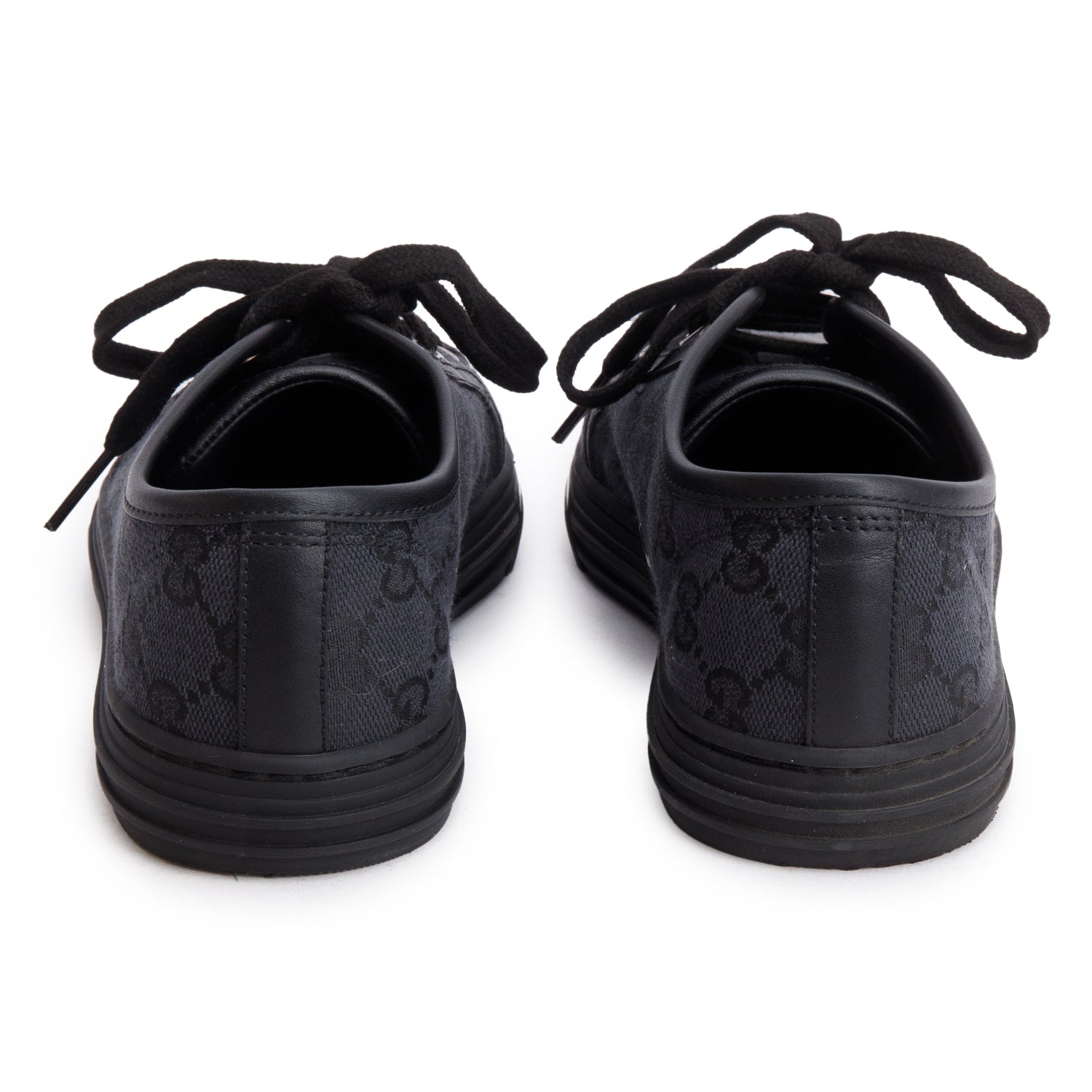 Gucci Black GG Monogram Calfskin Low Top Sneakers, Size 36 w/ Box
