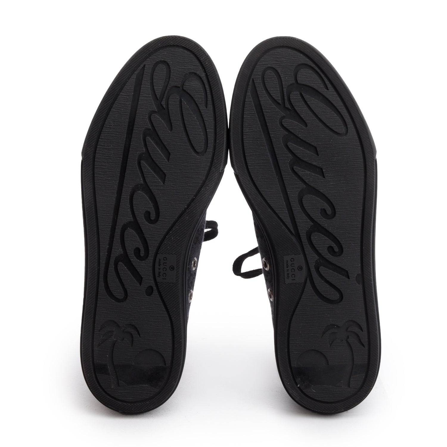 Gucci Black GG Monogram Calfskin Low Top Sneakers, Size 36 w/ Box