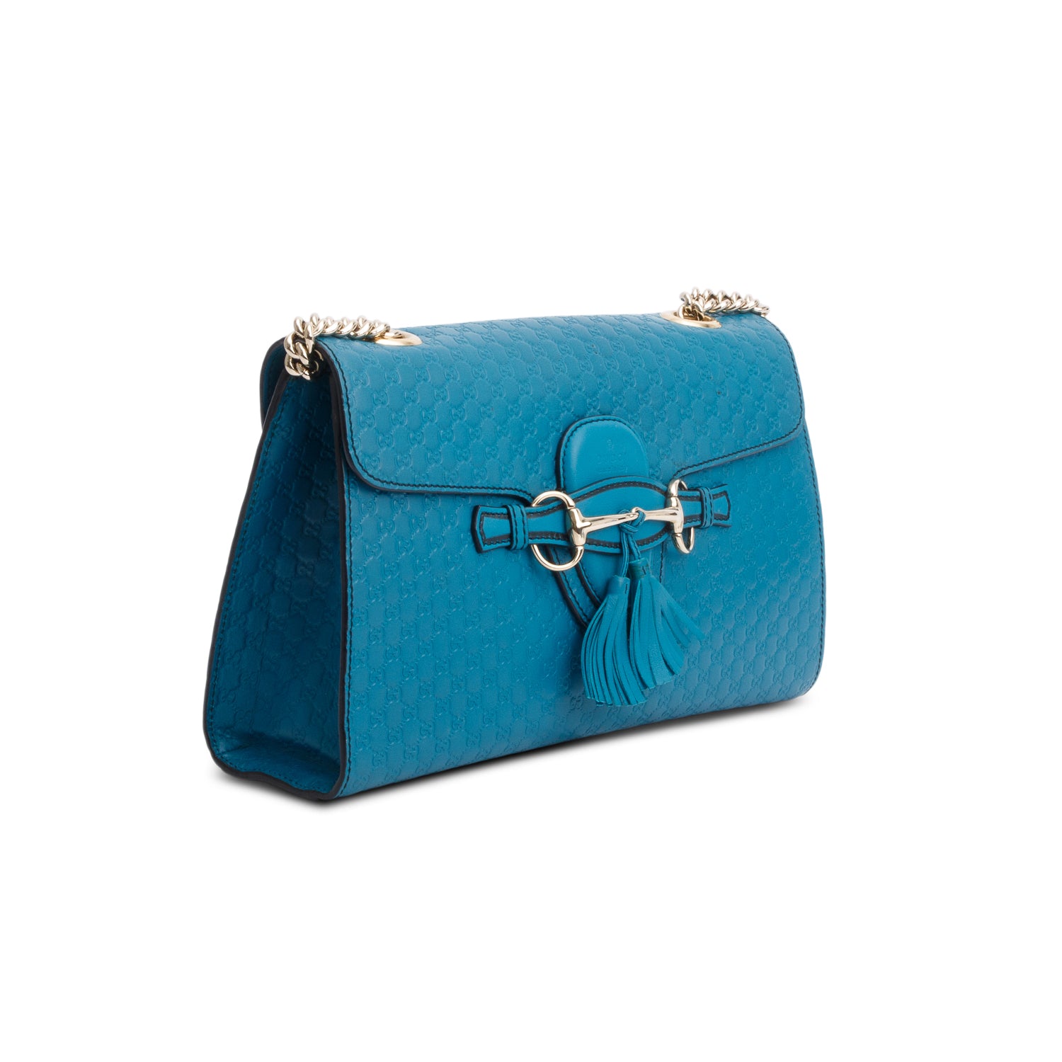 Gucci Teal Microguccissima Leather Medium Emily Chain Shoulder Bag