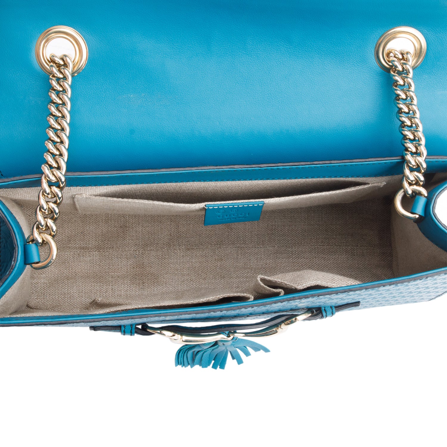 Gucci Teal Microguccissima Leather Medium Emily Chain Shoulder Bag