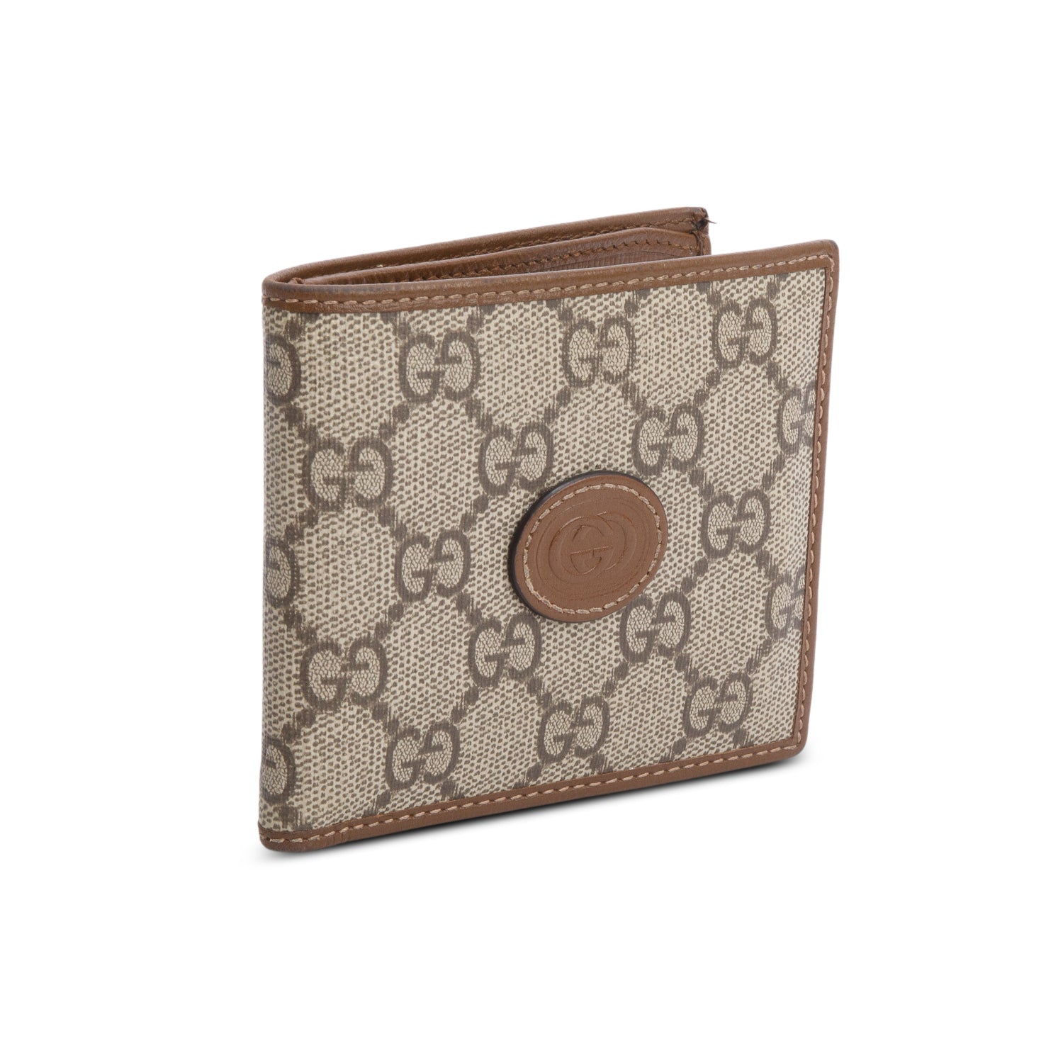 Gucci Beige GG Supreme Interlocking G Bifold Wallet w/ Box