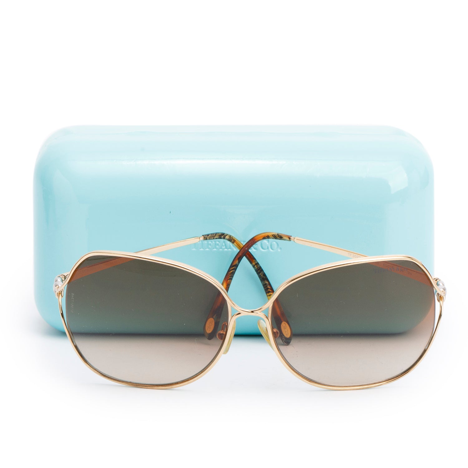 Tiffany & Co. TF3022 Gold Tone X Butterfly Sunglasses w/ Case