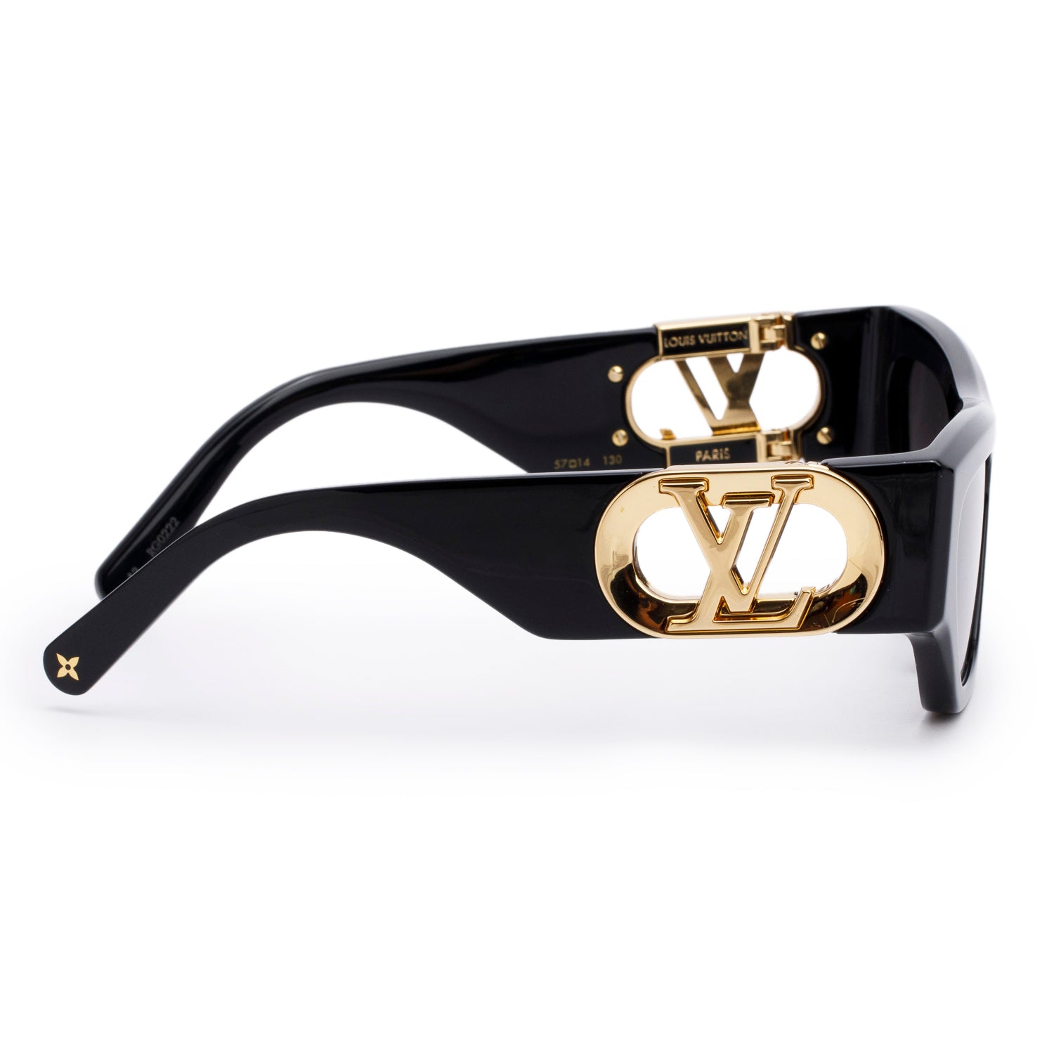 Louis Vuitton 2022 Z1661E Black Acetate LV Link Cat-Eye Sunglasses w/ Box & Case