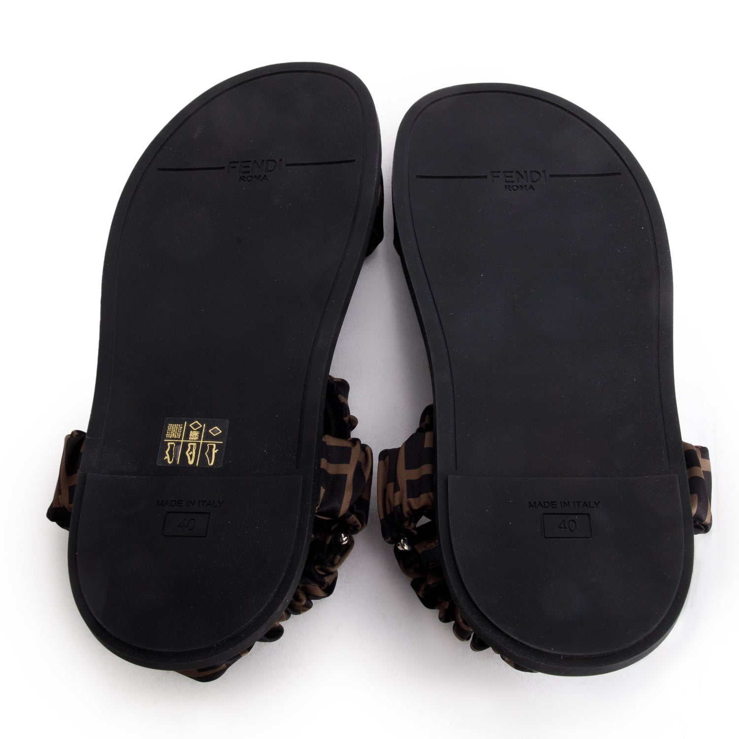 Fendi Brown FF Zucca Satin Fendi Feel Sandals, Size 40 w/ Box