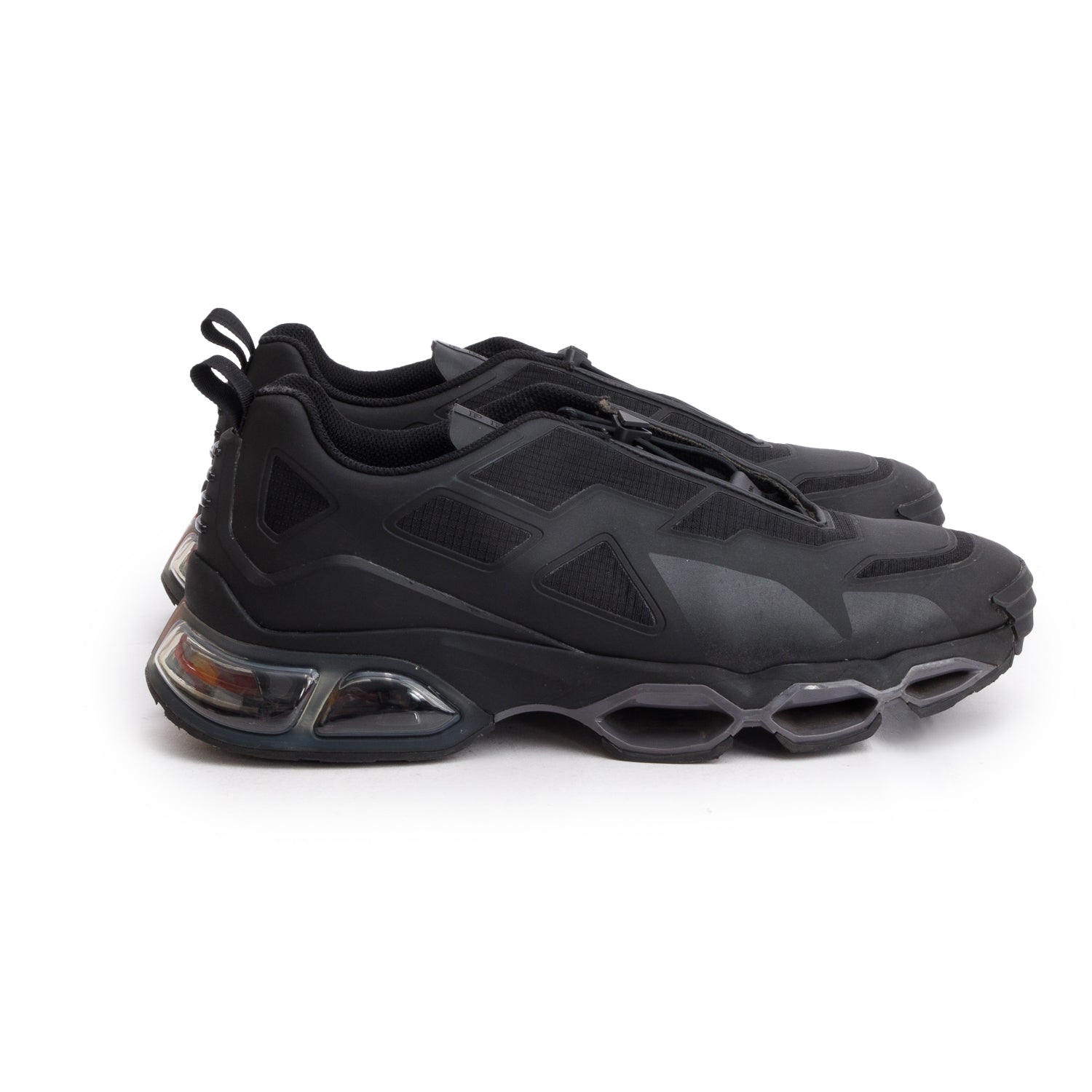 Prada Black Rubber Collision Cross Low Top Sneakers, Men's Size 10 w/ Box