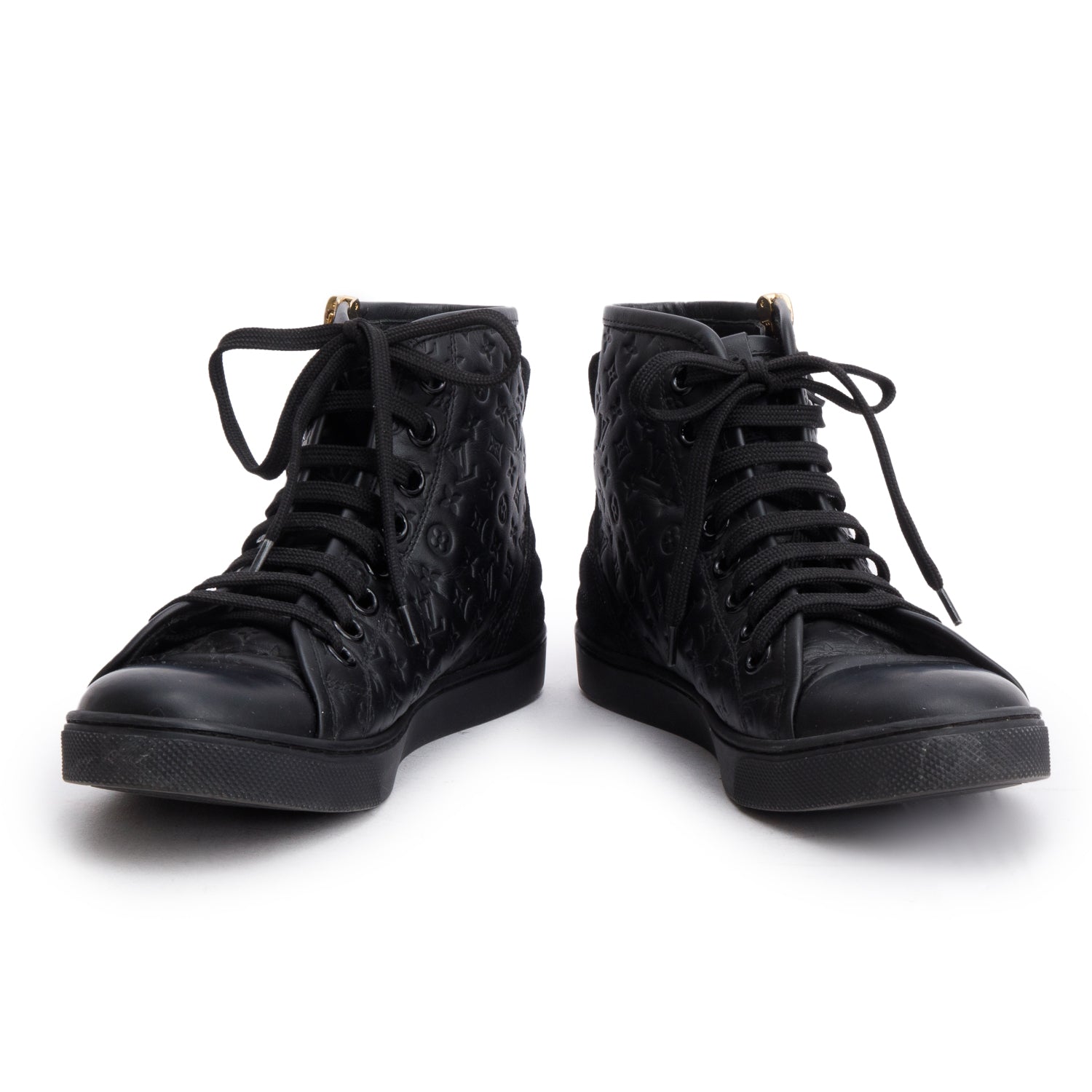 Louis Vuitton Black Empreinte Leather Punchy High Top Sneakers, Size 36.5