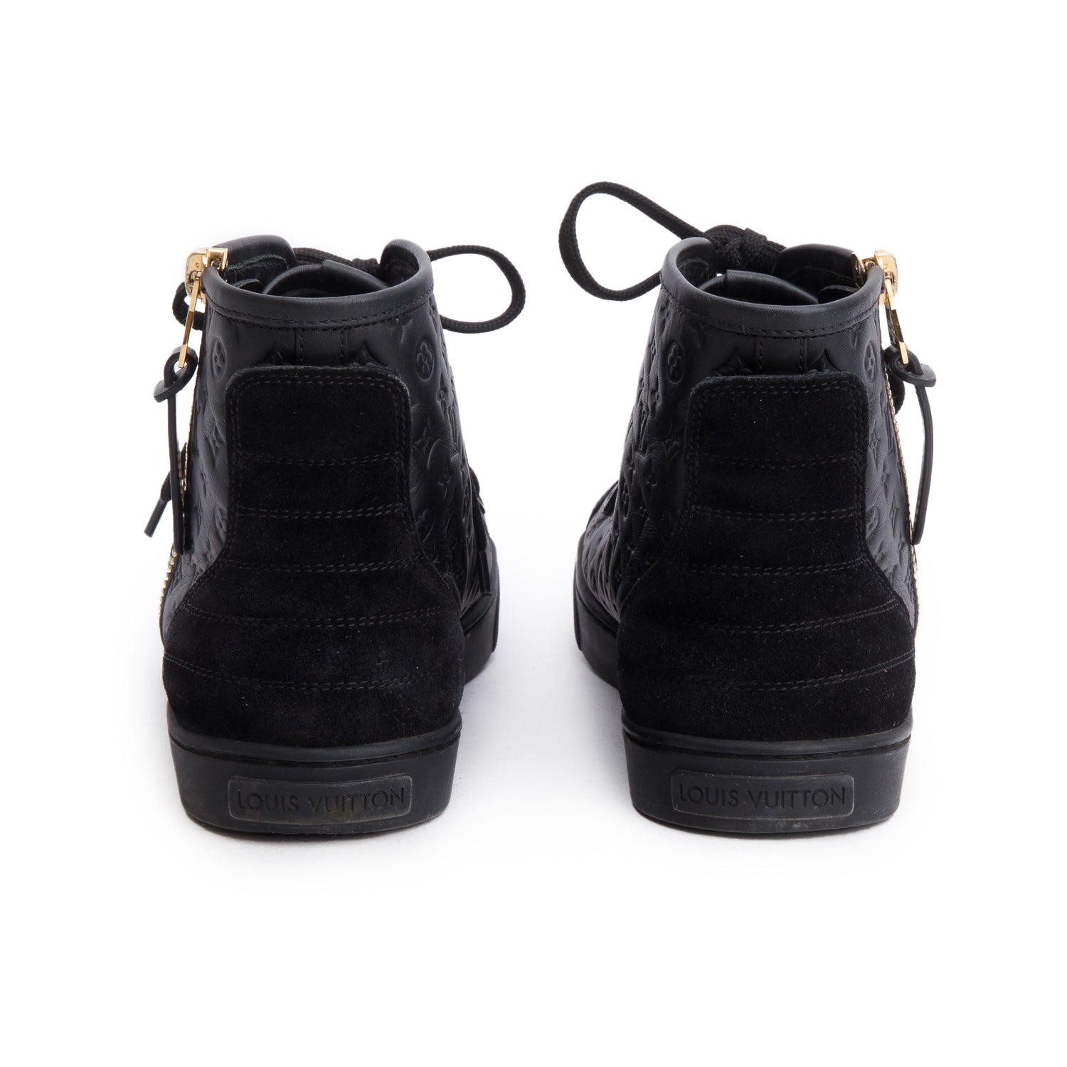 Louis Vuitton Black Empreinte Leather Punchy High Top Sneakers, Size 36.5