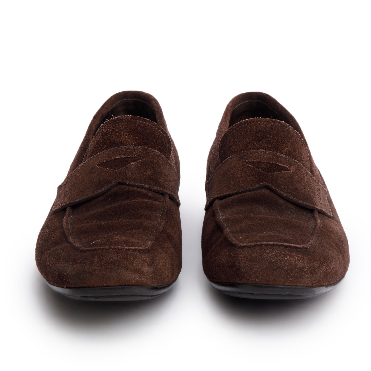 Prada Brown Suede Penny Loafers, Men's Size 7.5